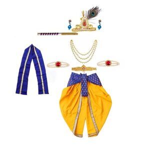 Kids Krishna Costume Set - Yellow and Blue